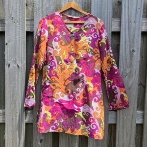 Athleta Paisley Boho Tunic Dress Semi Sheer Resort Beach Coverup Size Me…